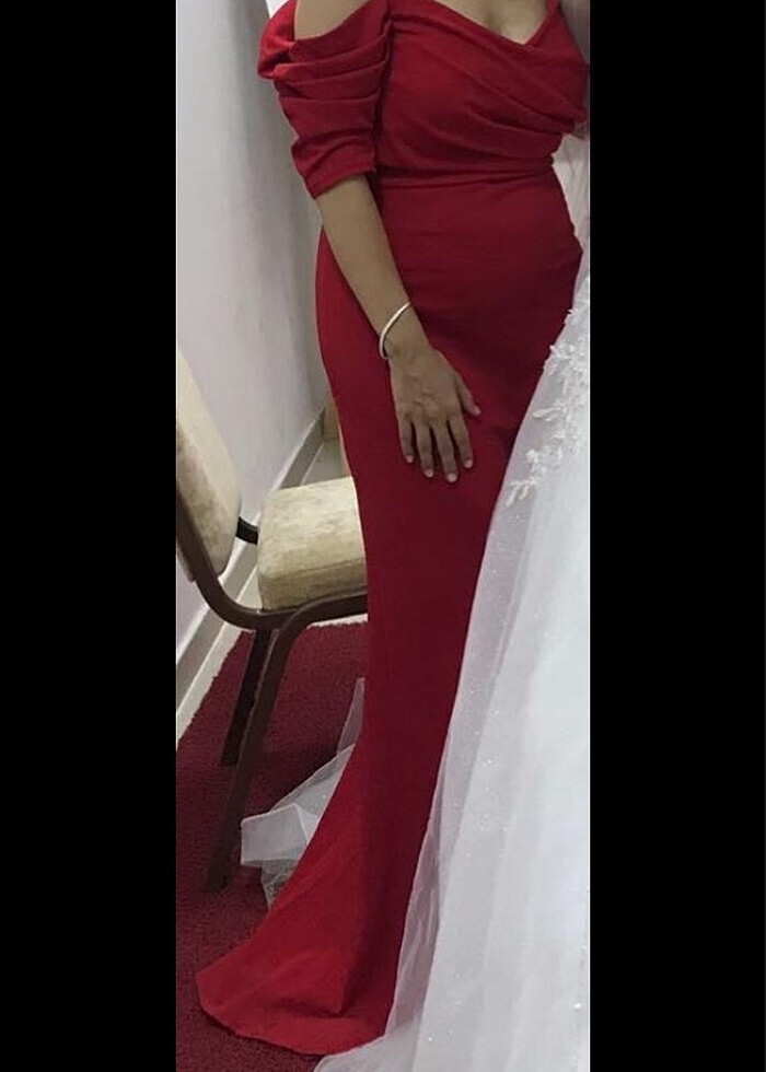 Kırmızı  abiye - Görsel 4