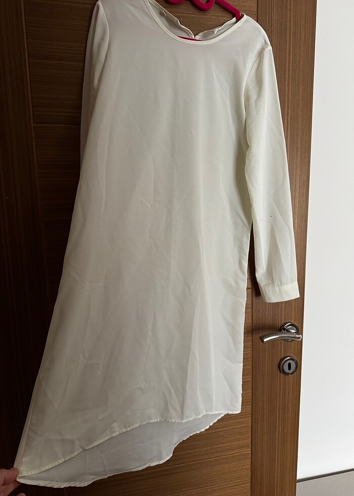 Ekru renk uzun kol tunik - Görsel 2