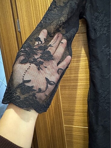 Siyah mini Dantelli elbise - Görsel 2