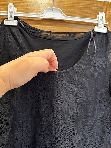 Siyah mini Dantelli elbise - Görsel 4