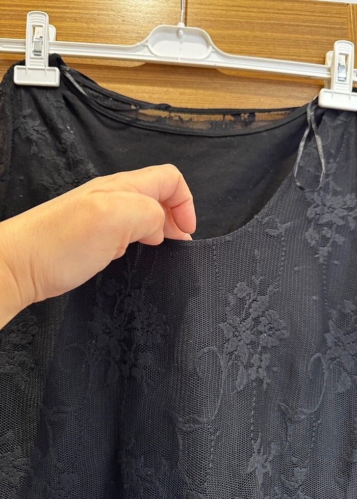 Siyah mini Dantelli elbise - Görsel 4