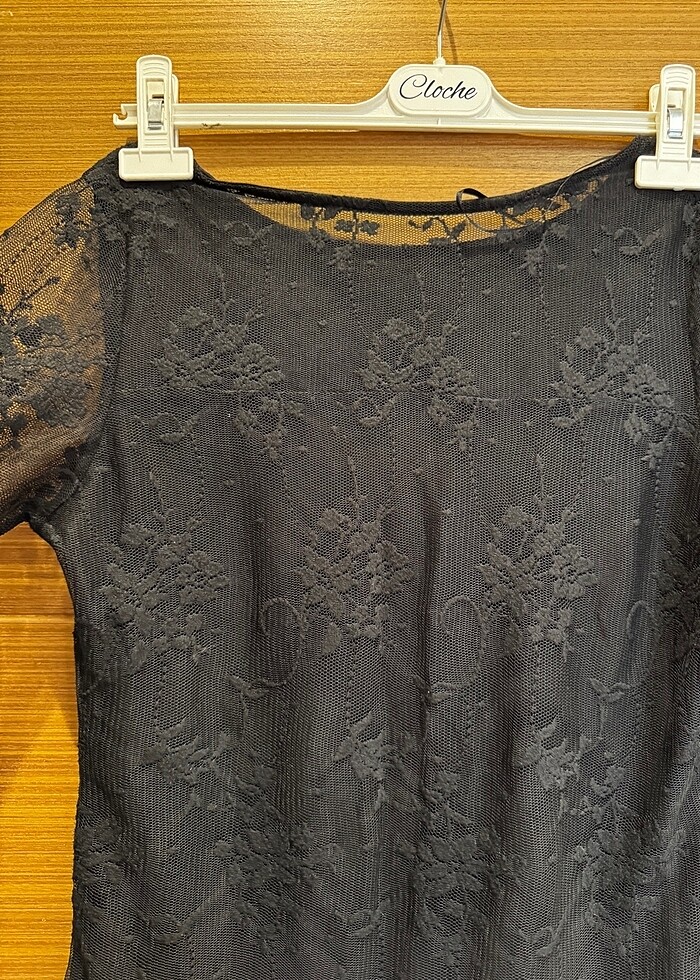 Siyah mini Dantelli elbise - Görsel 5