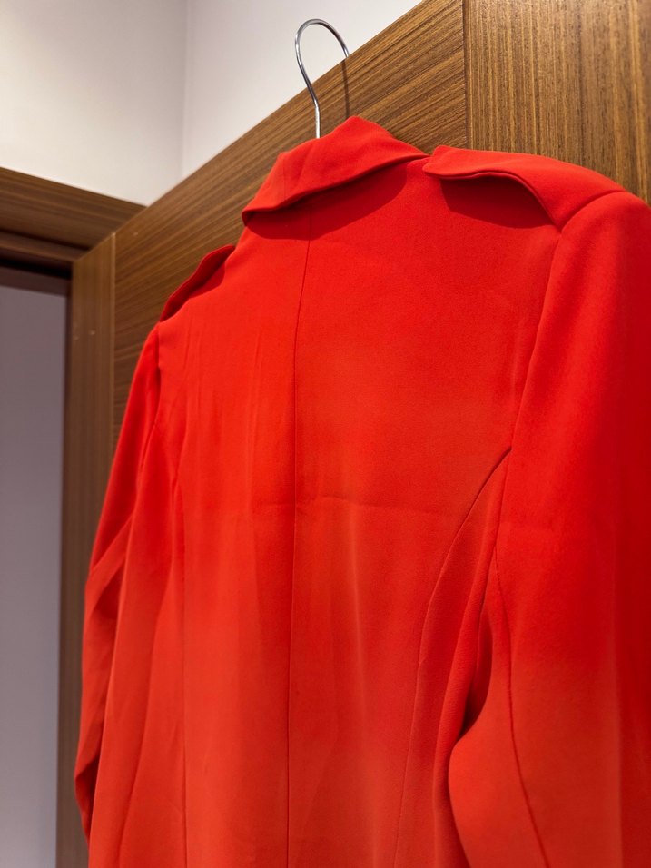 Turuncu Uzun Kadın Blazer - Görsel 5