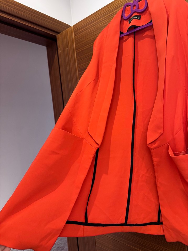 Turuncu Uzun Kadın Blazer - Görsel 4