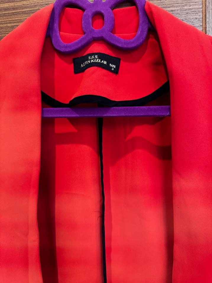 Turuncu Uzun Kadın Blazer - Görsel 3