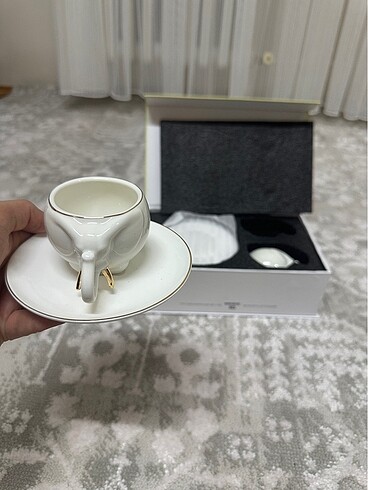Beden beyaz Renk Karaca fil ikili fincan takımı
