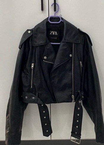 Zara Zara Kadın Siyah Deri Biker Ceket
