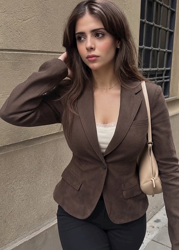 Zara Sikligin Ve Rahatligin Bulustugu Kahverengi Suet Blazer