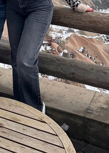 xs Beden Antrasit wide leg jean