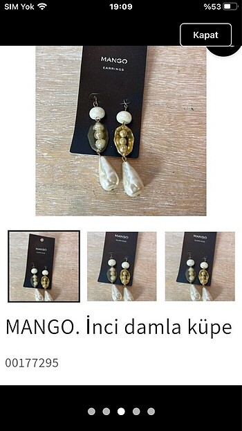 Beden Mango İnci Damla Küpe