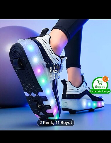 Beden siyah Renk TEKERLEKLİ PATEN AYAKKABI