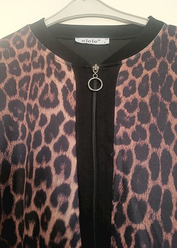 Leopar Desenli fermuarlı dış giyim - Görsel 2