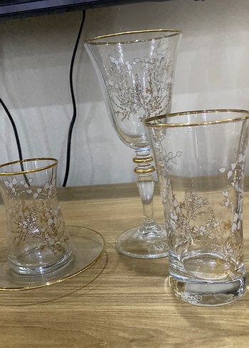 Beden altın Renk Altın Detaylı İnce Cam Kadeh