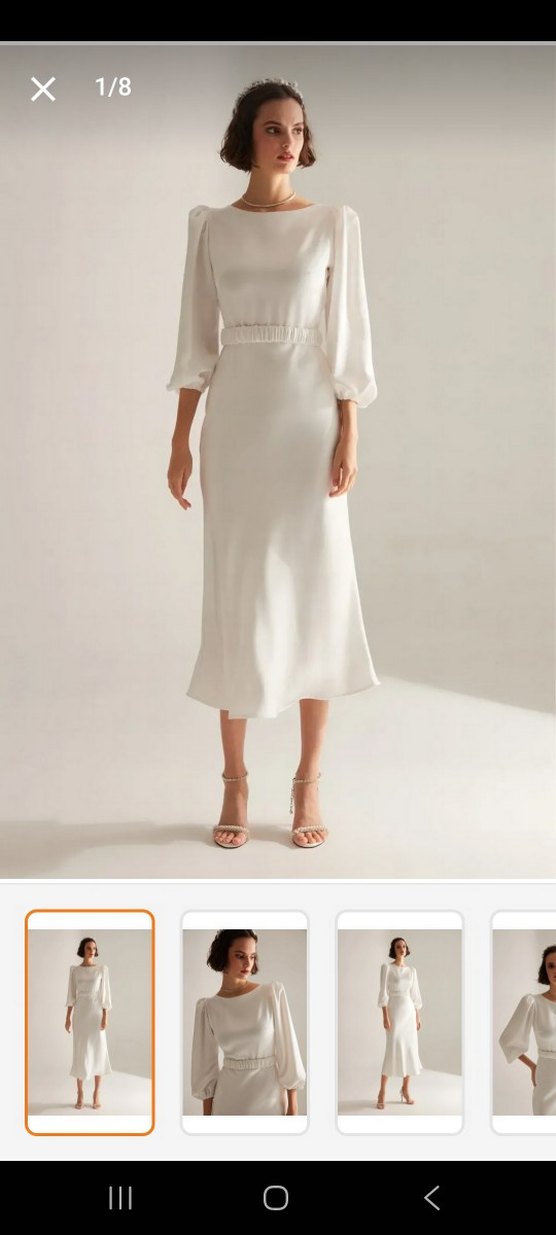 Beyaz Uzun Kollu Kadın Elbise - Görsel 4