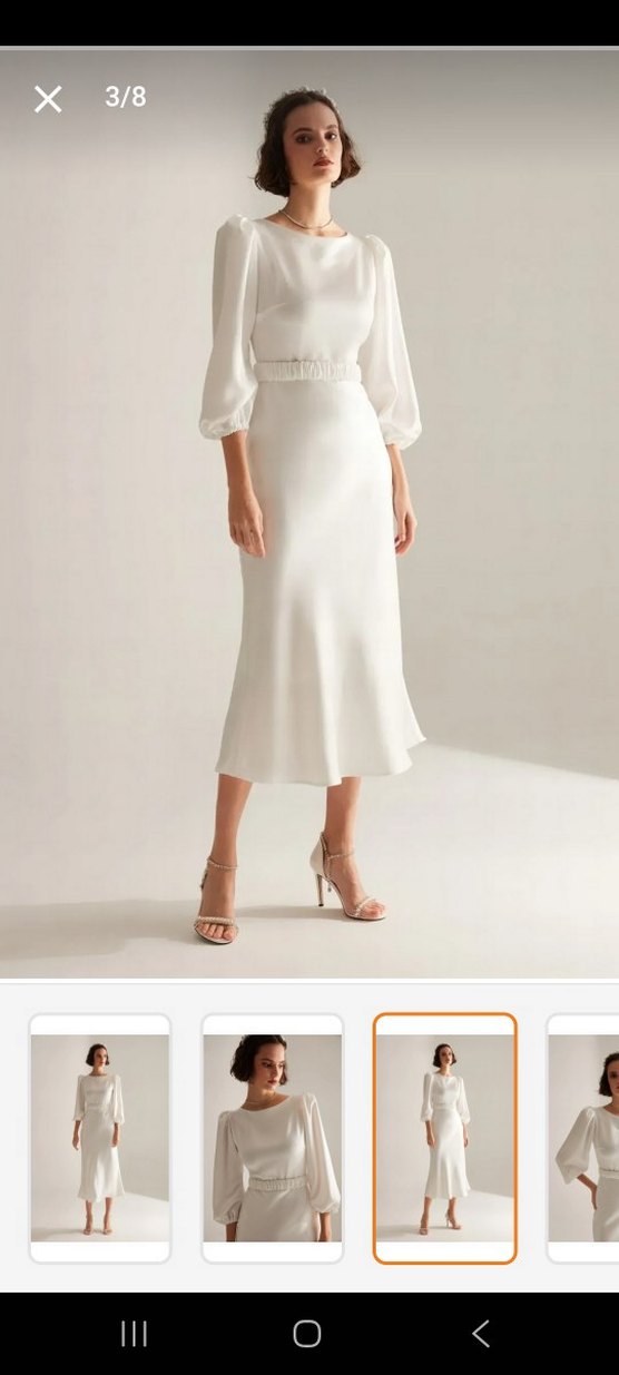 Beyaz Uzun Kollu Kadın Elbise - Görsel 3