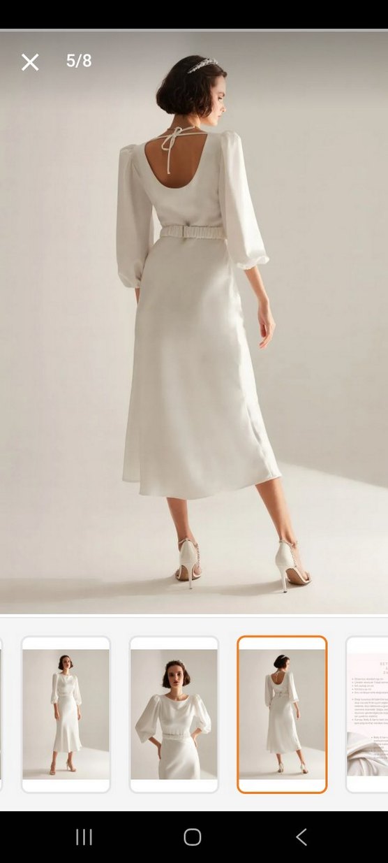 Beyaz Uzun Kollu Kadın Elbise - Görsel 2