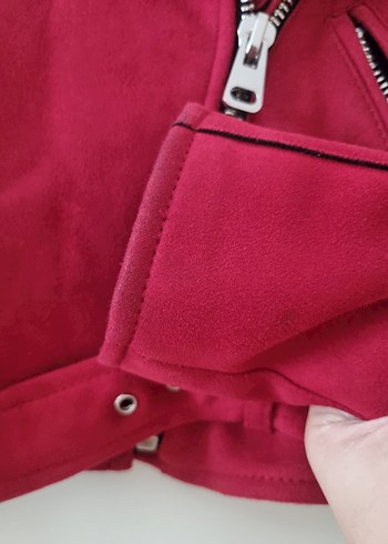 Kırmızı Süet Kemerli Kadın Süet Ceket - Görsel 4