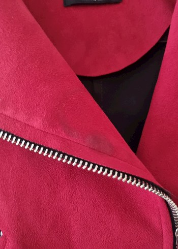 Kırmızı Süet Kemerli Kadın Süet Ceket - Görsel 2