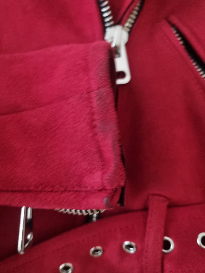 Kırmızı Süet Kemerli Kadın Süet Ceket - Görsel 3