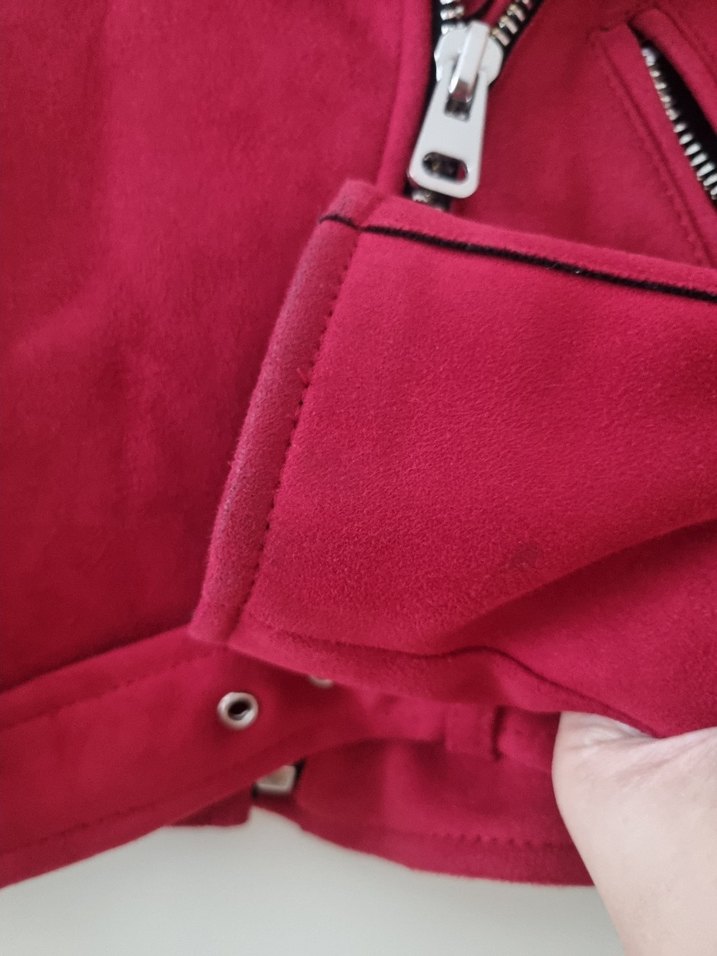 Kırmızı Süet Kemerli Kadın Süet Ceket - Görsel 4