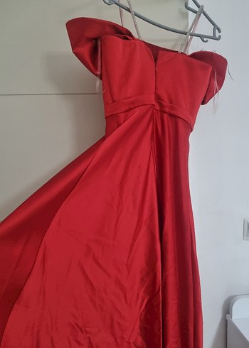 Bordo Uzun Abiye Elbise Drapeli Detaylı - Görsel 4