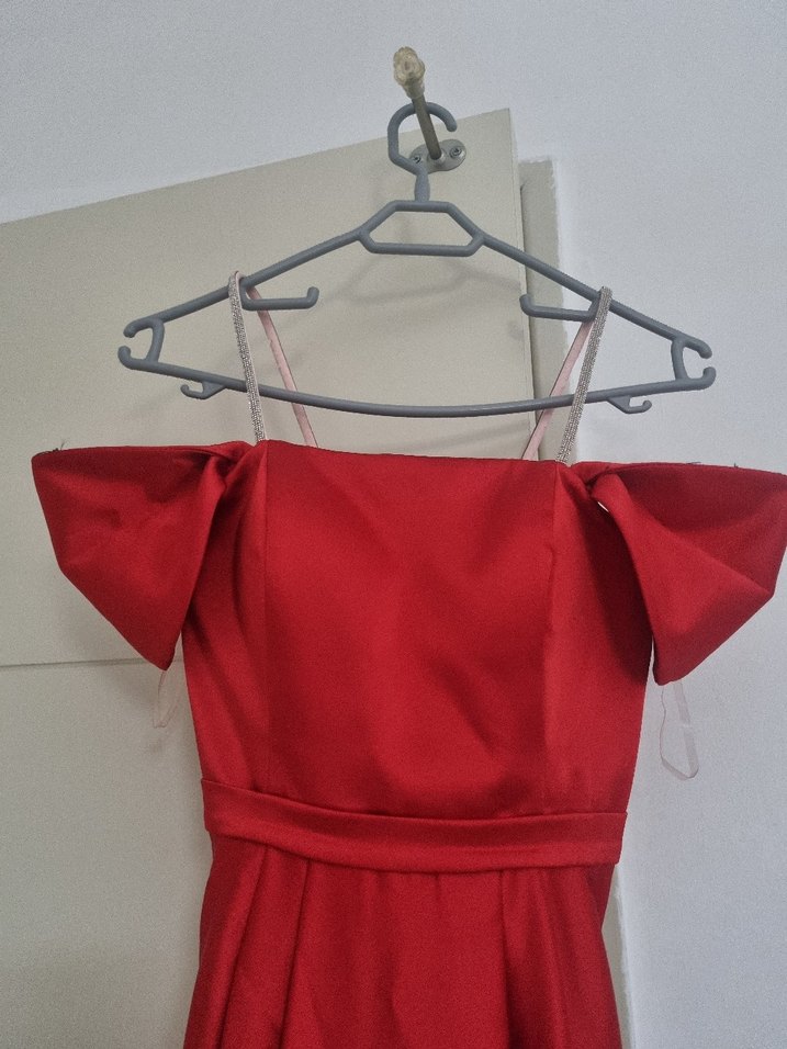 Bordo Uzun Abiye Elbise Drapeli Detaylı - Görsel 3