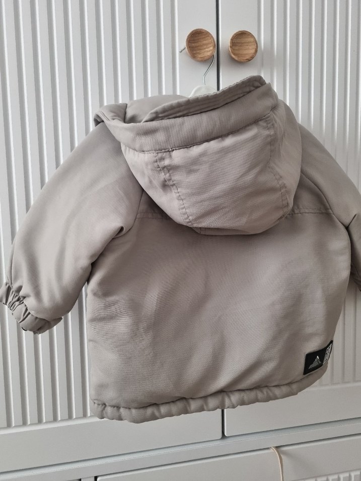 Bej Kapüşonlu Fermuarlı Erkek Çocuk Montu - Görsel 3