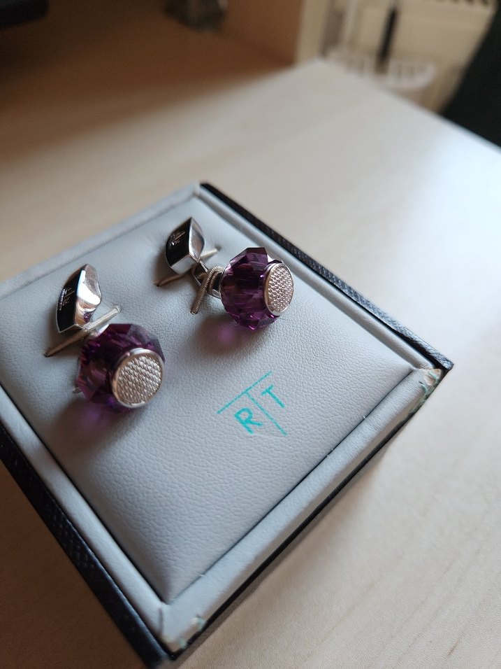 Tateossian Rodyum Kaplama Swarovski Taşlı Kol Düğmesi - Görsel 4