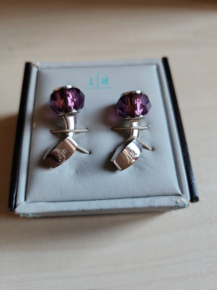 Tateossian Rodyum Kaplama Swarovski Taşlı Kol Düğmesi - Görsel 5