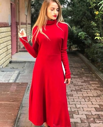 Zara Kırmızı elbise günlük ve şık