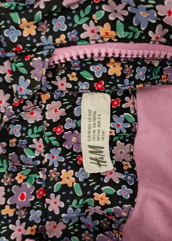 h&m 3-4 yaş Çiçek Desenli Kapüşonlu Kız Yağmurluk - Görsel 6