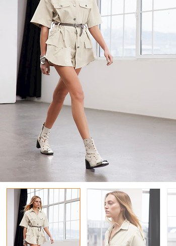 Bej Midi Elbise tulum - Görsel 4