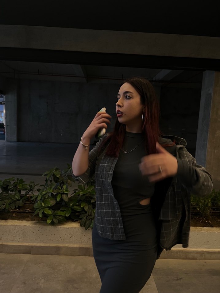 Gri Yüksek Yaka Uzun Denim Elbise - Görsel 2