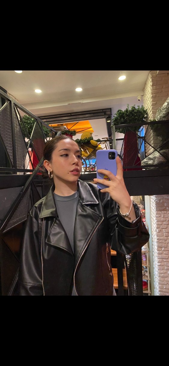 Siyah Deri Kadın Ceket, Günlük ve Sokak Stili - Görsel 3