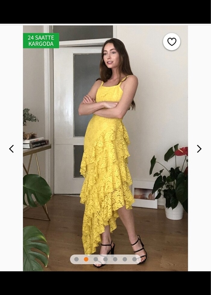 Sarı fırfırlı abiye elbise - Görsel 2