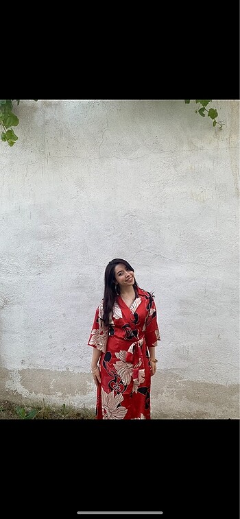 Diğer Uzun kimono bağlamalı elbise