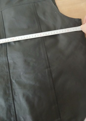 Erkek Siyah Deri Biker Yelek - Görsel 6