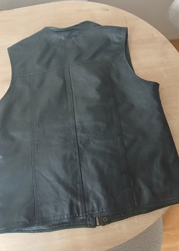Erkek Siyah Deri Biker Yelek - Görsel 2