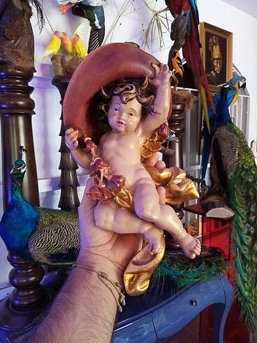 Ahşap kardinal melek biblo vintage