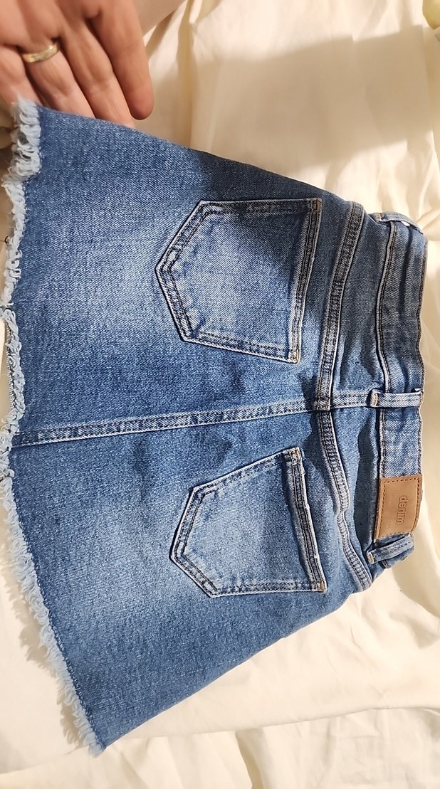 Düğmeli Mavi Denim Mini Etek 6 yas - Görsel 2