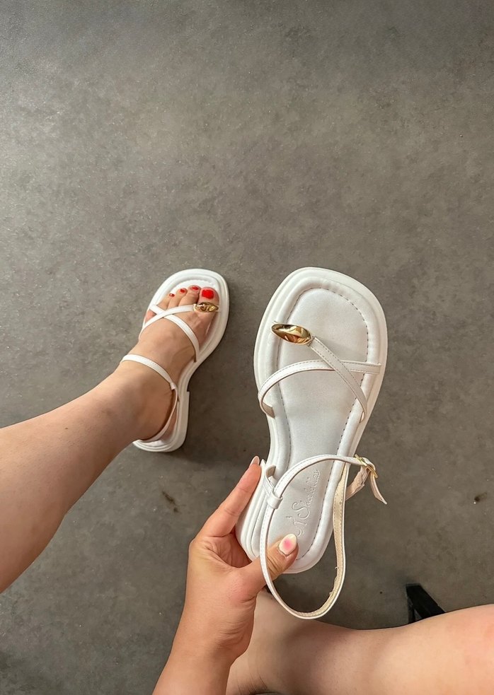 Beyaz Minimalist Topuklu Sandalet - Görsel 2