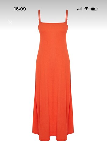 Kırmızı Askılı Uzun Salaş Elbise - Görsel 6