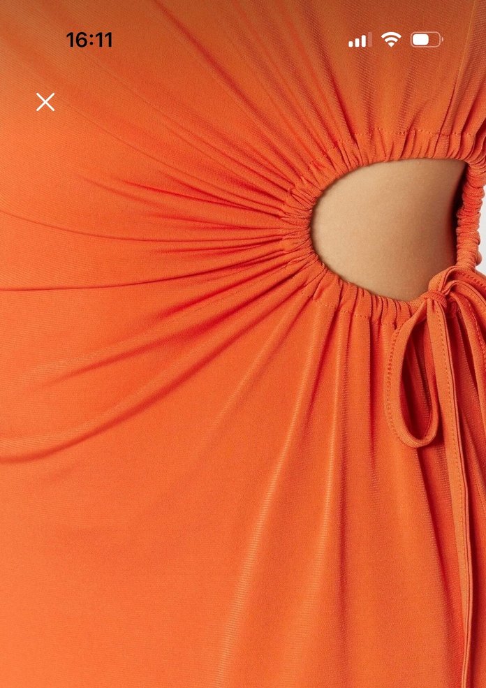 Turuncu Drapeli Mini Elbise - Görsel 5