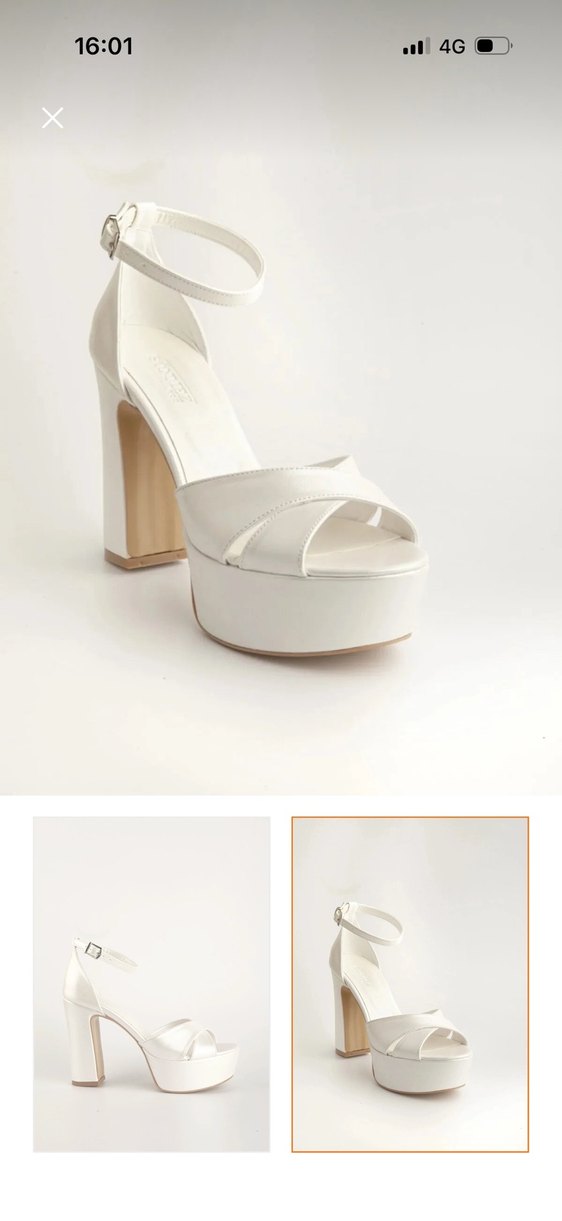 Beyaz Platform Topuklu Kadın Abiye Ayakkabı - Görsel 2