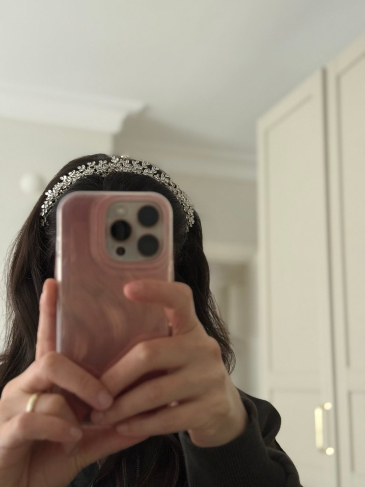 Beyaz Payetli Gelin Tacı - Görsel 2