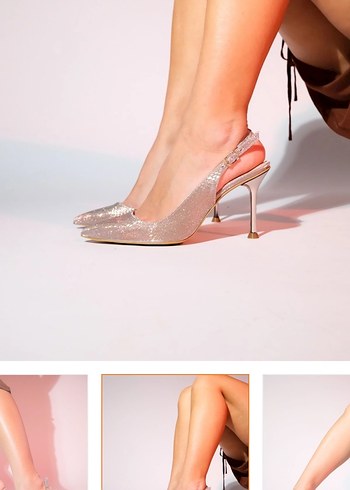 Pembe Parlak Yılan Desenli Stiletto Topuklu Ayakkabı - Görsel 2