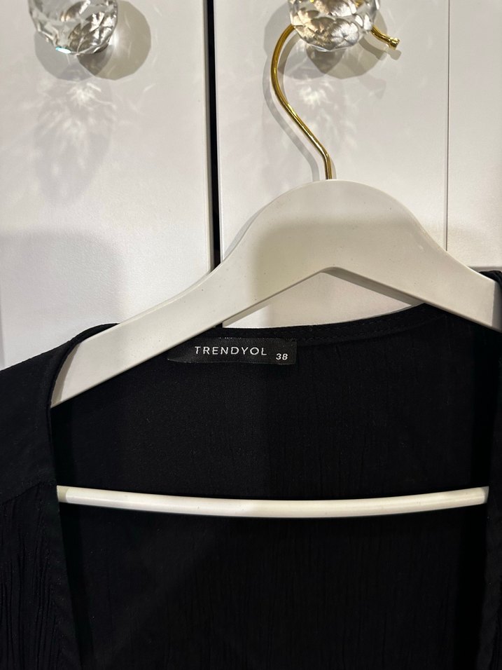 Siyah Uzun Kollu Midi Keten Hırka - Görsel 3