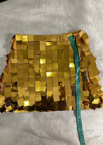 Parlak Altın Payetli Mini Etek - Görsel 4