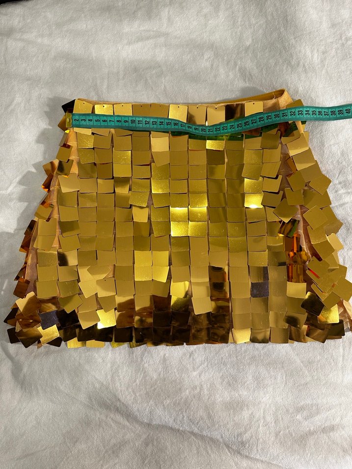 Parlak Altın Payetli Mini Etek - Görsel 2