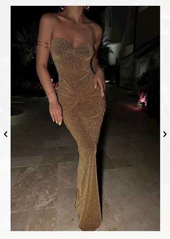 Parlak Yılan Desenli Uzun Abiye Elbise - Görsel 2